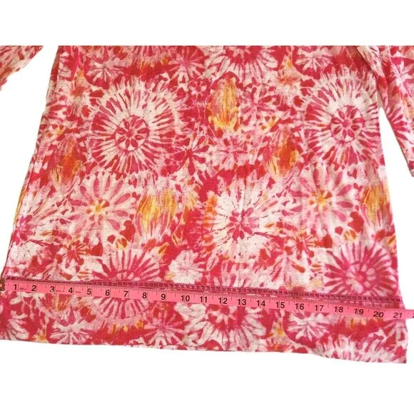 Pendleton Pink Linen Top Tie-Dye Look Ladder Trim Lightweight Women's SZ S - Picture 6 of 11